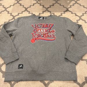 Cool Young And Reckless Top For Men And Women Sweatshirt size XL GUC grey